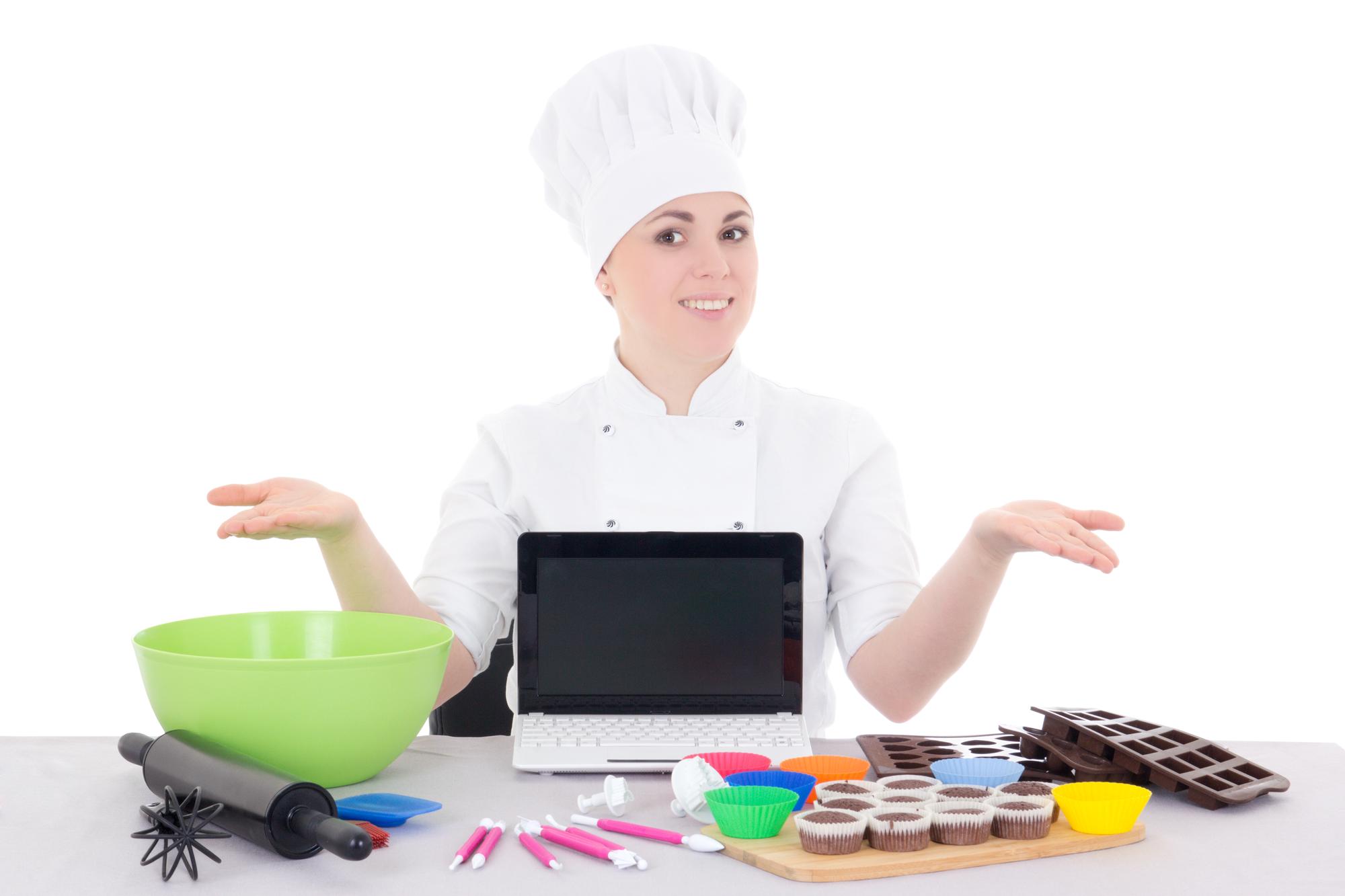 Chef che insegna a casa via video
